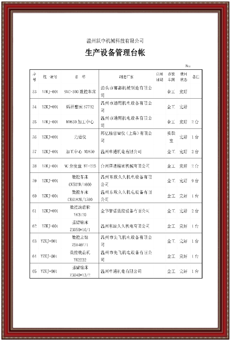 生产设备管理台账4
